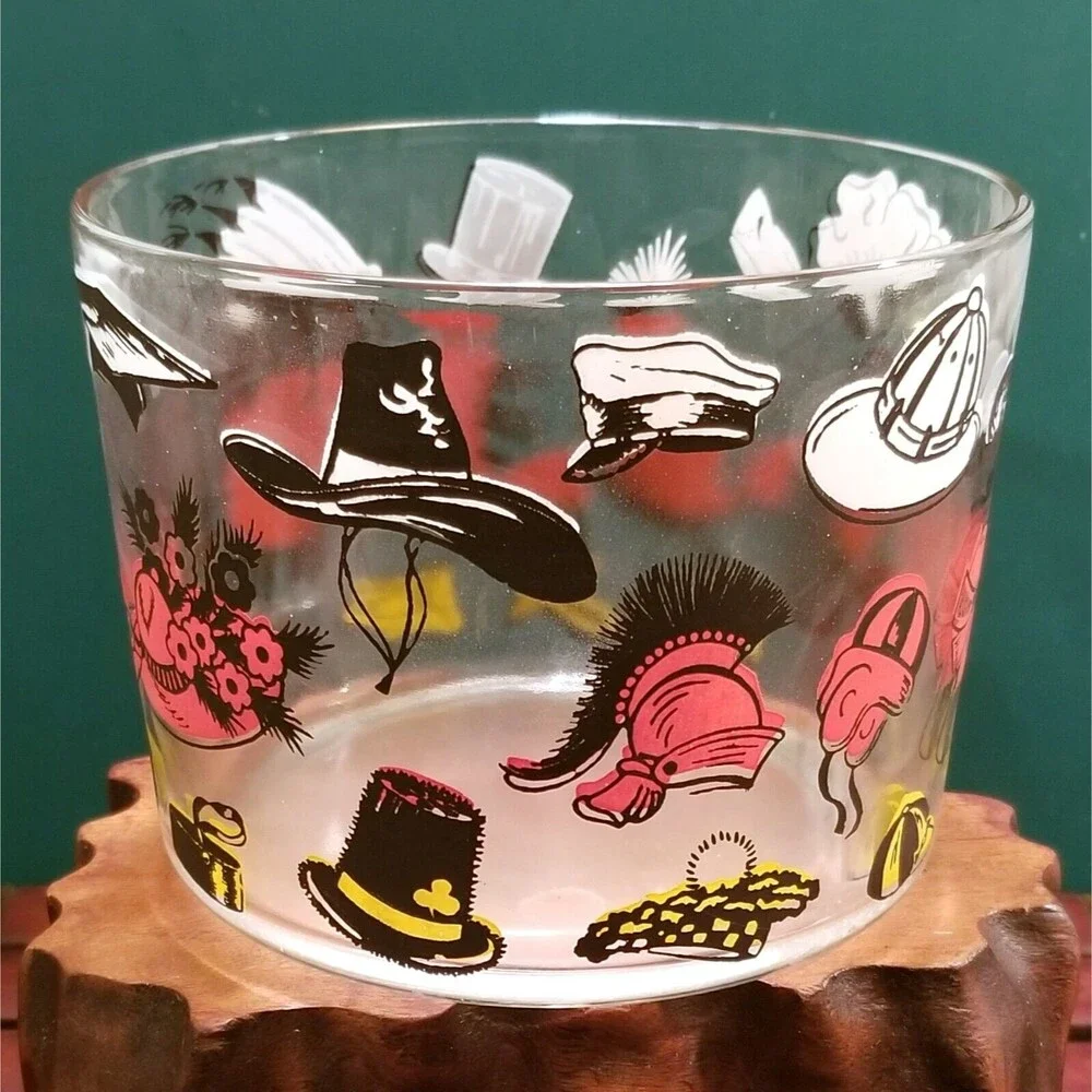 Vintage Mid Century Hats Ice Bucket / Snack Bowl / Tip Bucket 4.25